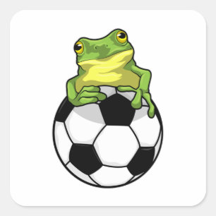 Sticker Carré Frog with Soccer ball