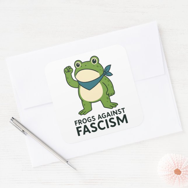 Sticker Carré Frogs Against Fascism Portland Frog Protest (Enveloppe)