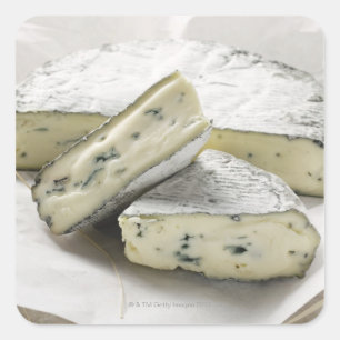 Sticker Carré Fromage bleu avec morceaux coupés en papier
