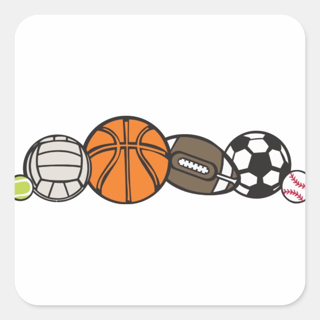 Sticker Carré Frontière des boules de sport (Devant)