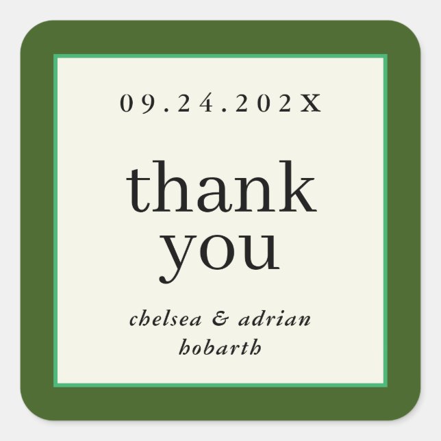 Sticker Carré Frontière verte Forêt Mariage simple Favoriser (Devant)