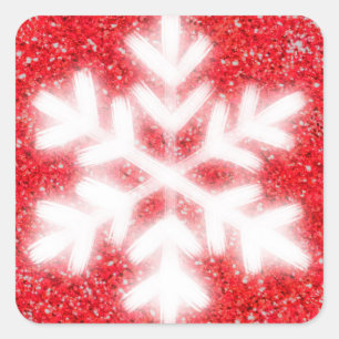Sticker Carré Frosty red North Pole snowflakes   sparklinw