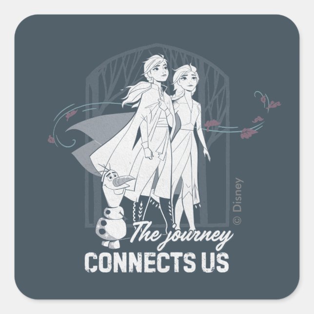 Sticker Carré Frozen 2 : Anna & Elsa | Le voyage nous connecte (Devant)