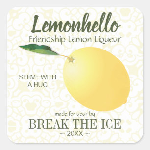 Sticker Carré Fruit citron   Amitié Hello Funny