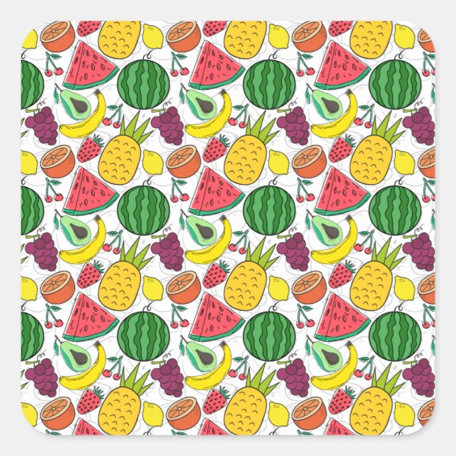 Sticker Carré Fruit motif transparent | motif de surface de frui (Devant)