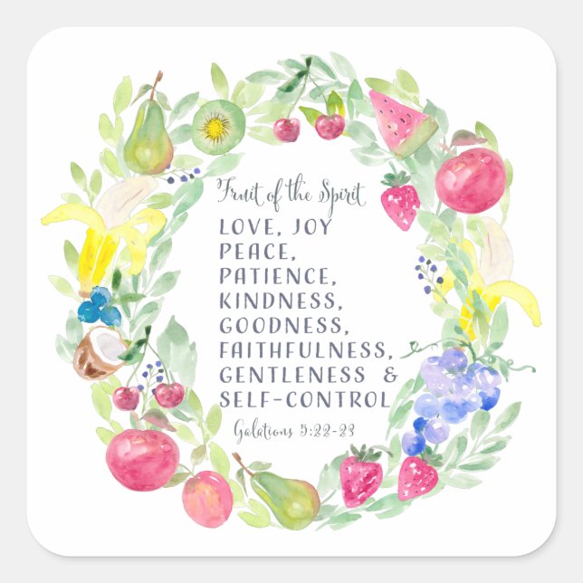 Sticker Carré Fruit Of Spirit Aquarelle Artwork (Devant)