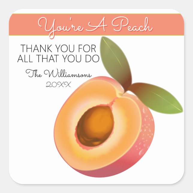 Sticker Carré Fruits de Pêche | MERCI (Devant)