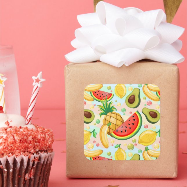Sticker Carré Fruits d'été frais Motif (Fête)
