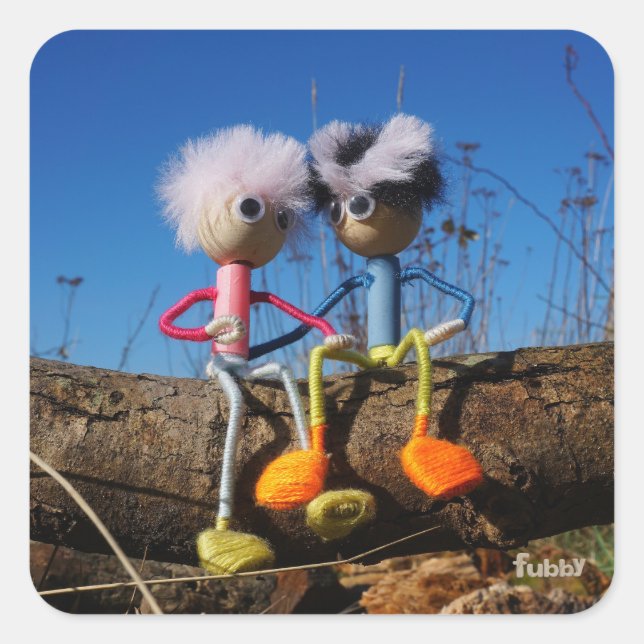 Sticker Carré Fubby qui est amoureux. (Devant)