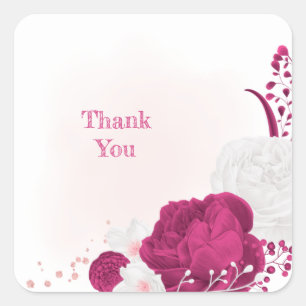 Sticker Carré fuchsia & blanc mariage floral