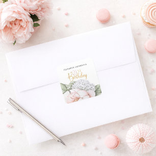 Sticker Carré Fuchsia Pivoine Florale 21e Anniversaire 