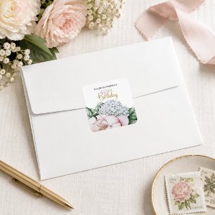 Sticker Carré Fuchsia Pivoine Florale 30e Anniversaire 