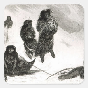 Sticker Carré Fuegians allant commercer Zapallos