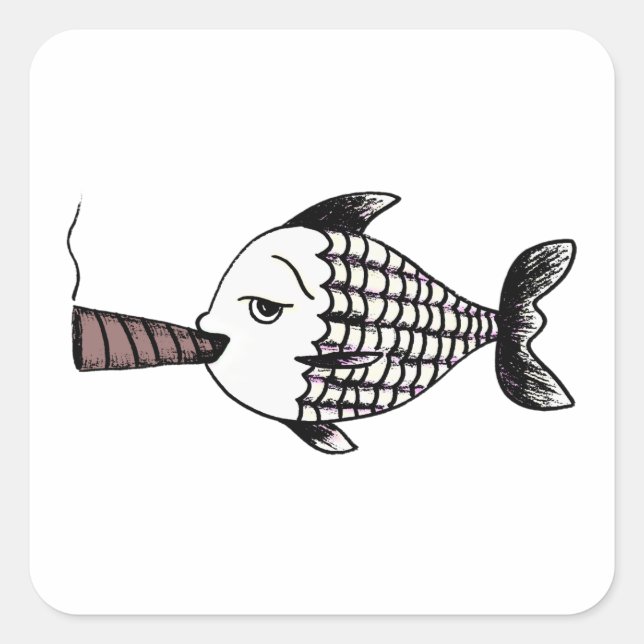 Sticker Carré Fumer le poisson (Devant)