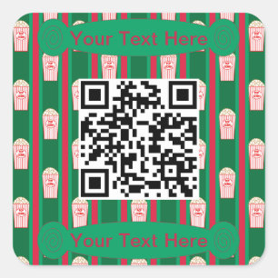 Sticker Carré Fun and Fun Christmas Popcorn QR Code