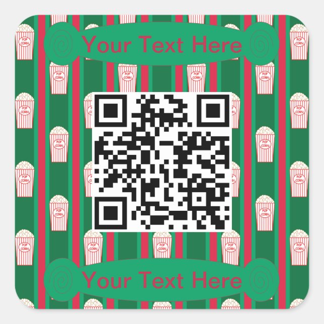 Sticker Carré Fun and Fun Christmas Popcorn QR Code (Devant)