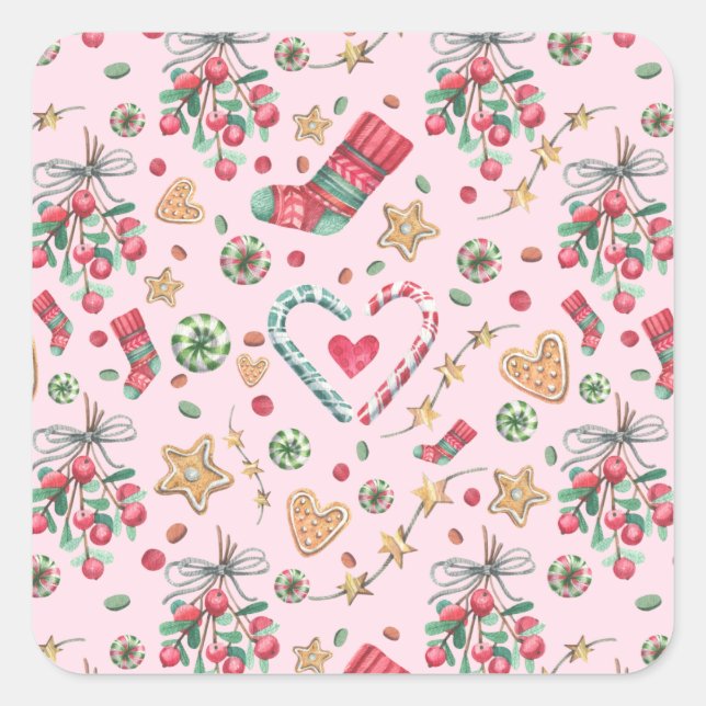 Sticker Carré Fun Christmas Cookies and Candies (Devant)
