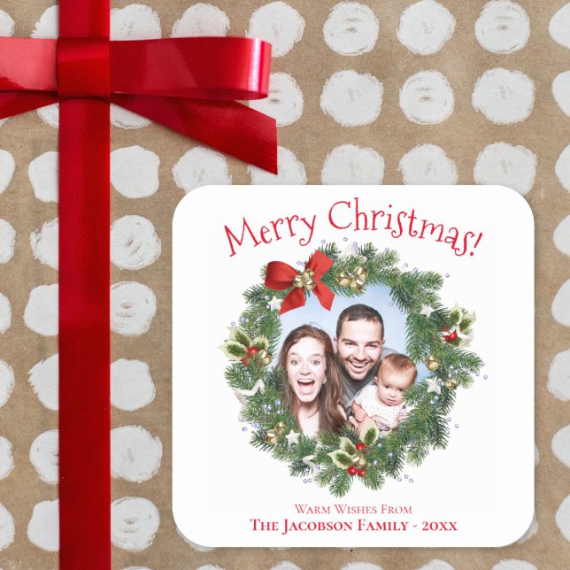 Sticker Carré Fun Christmas Wreath Picture Frame Jolie Holiday (In Situ on Package)