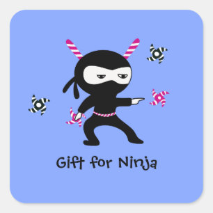 Sticker Carré Fun Noël Ninja Design avec Sucres de canne épées
