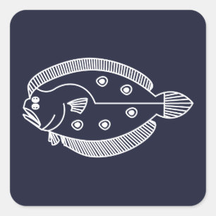 Sticker Carré Fun poisson de fond blanc sur le bleu profond