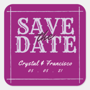 Sticker Carré Fun Purple Enregistrer La Date