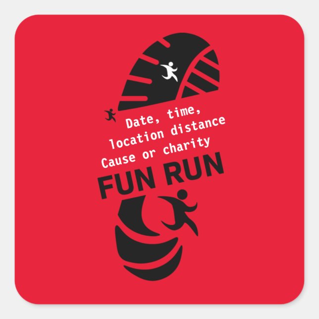 Sticker Carré Fun Run Event Cause Charity Promotion T-Shirt Coff (Devant)