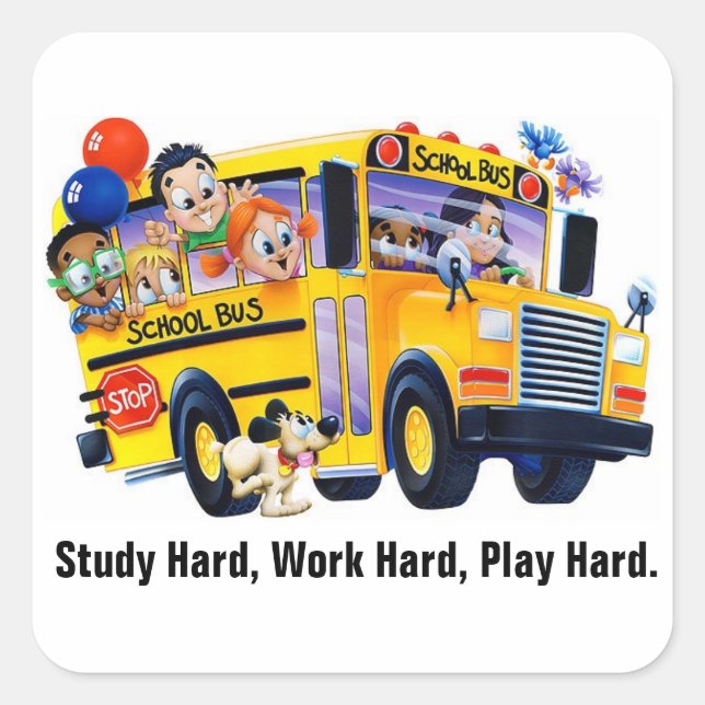 Sticker Carré Fun School Bus Driver Party T Shirts Personnalisé (Devant)