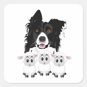 Sticker Carré Fun Sheep Herding Chien