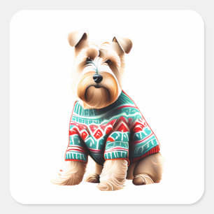 Sticker Carré Fun Soft Coated Wheaten Terrier Sweat de Noël