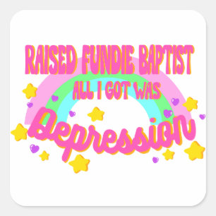 Sticker Carré Fundie Baptiste Rainbow Hearts Étoiles élevées