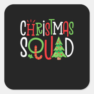 Sticker Carré Funky Christmas Squad Xmas Tree Family Corresponda