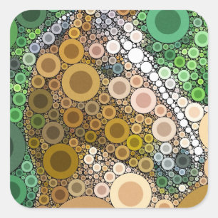 Sticker Carré Funky Horse Circles Bulles Art Moderne