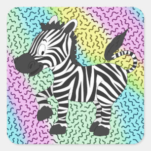 Sticker Carré Funky Zebra