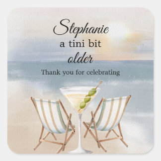 Sticker Carré Funny A Tini Bit Older Beach Party 50th Birthday