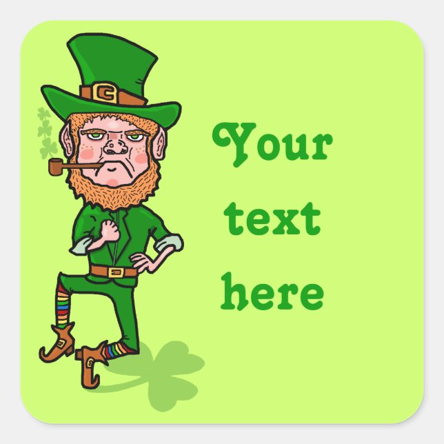Sticker Carré Funny Angry Lucky Irish Leprechaun (Devant)