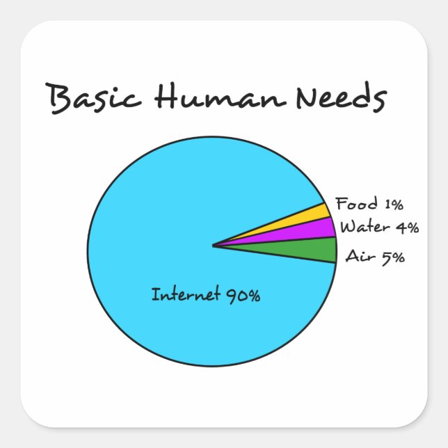 Sticker Carré Funny Basic Human Needs for computer (Devant)