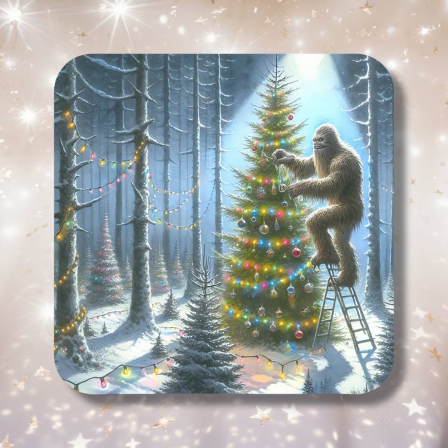 Sticker Carré Funny Bigfoot personnalisé Noël (Créateur téléchargé)