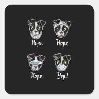 Sticker Carré Funny Boston Terrier Gift Mouth Nose Mask Dogs T-S