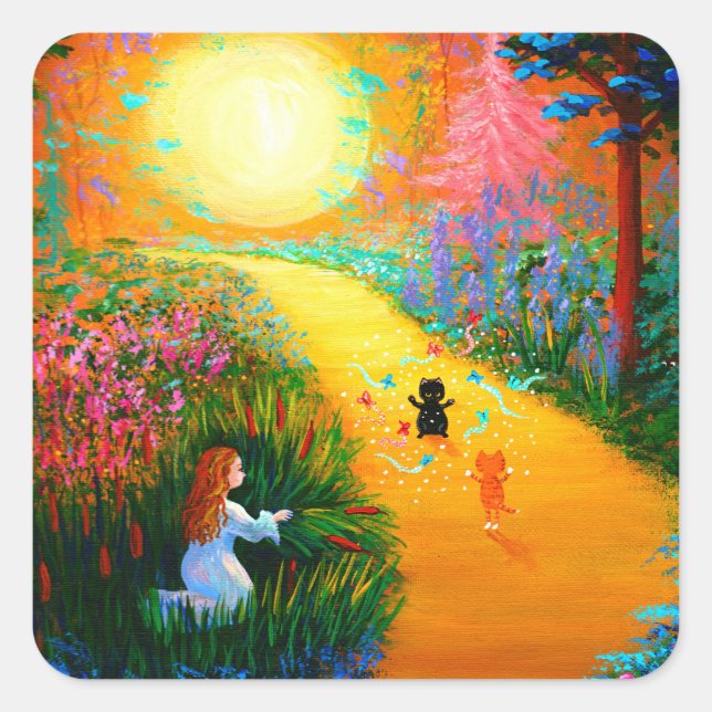 Sticker Carré Funny Cat Creationarts (Devant)