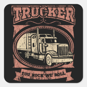 Sticker Carré FUNNY CITE Trucker Gift Truck Driver Stage Crew