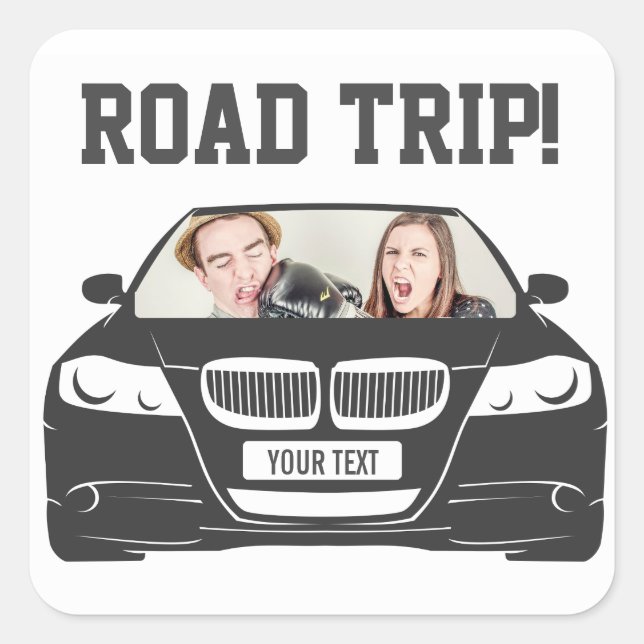 Sticker Carré Funny Custom Car Photo Voyage routier (Devant)