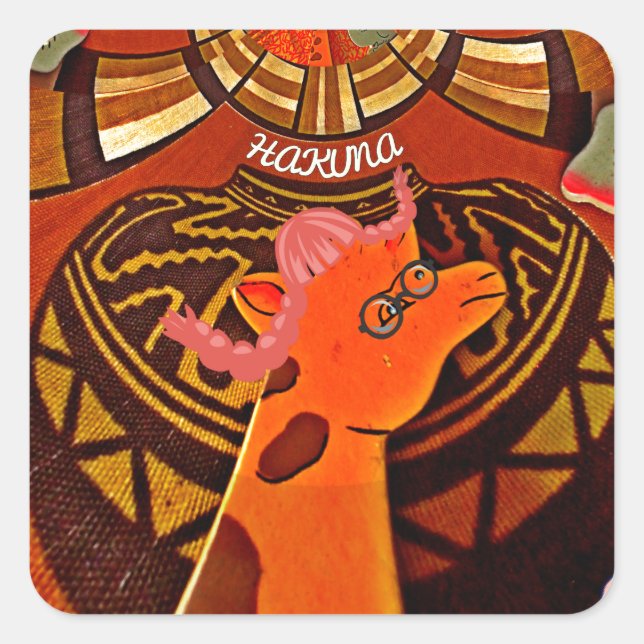 Sticker Carré Funny Elegant Giraffe Accessoré Style Africain (Devant)