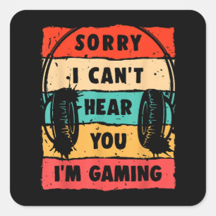 Sticker Carré Funny Gamer Shirt pour Ados garçons Jeu vidéo pour