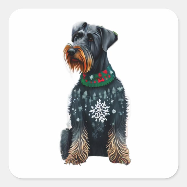 Sticker Carré Funny Giant Schnauzer en Sweat de Noël (Devant)