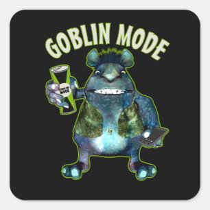 Sticker Carré Funny Goblin Mode Lazy Troll Slobbin Antisocial T
