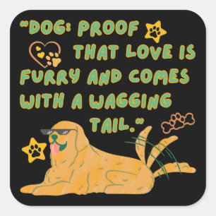 Sticker Carré Funny Golden Retriever Dog, Amoureux des chiens,