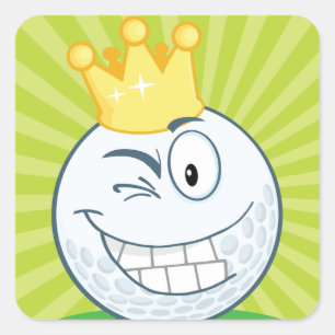 Sticker Carré Funny Golf Ball King Of Golf