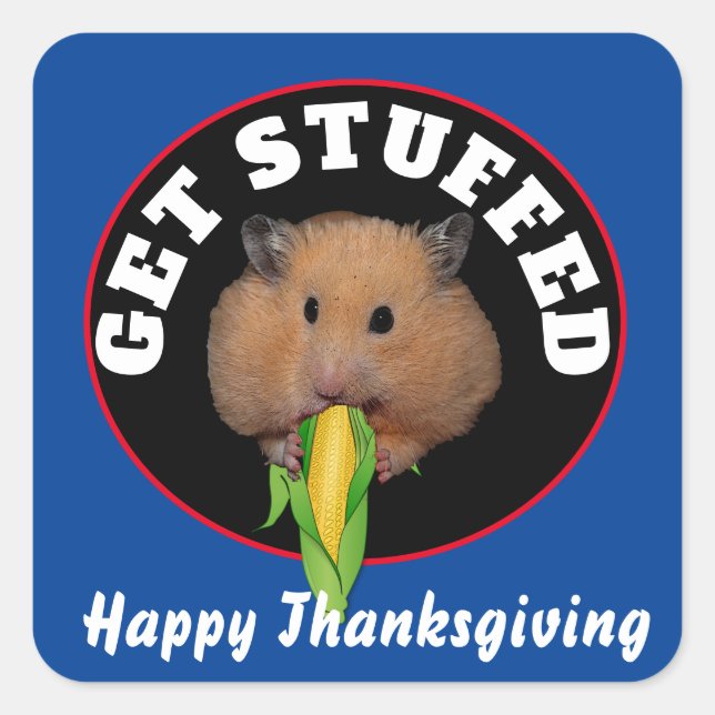 Sticker Carré Funny Hamster Thanksgiving (Devant)