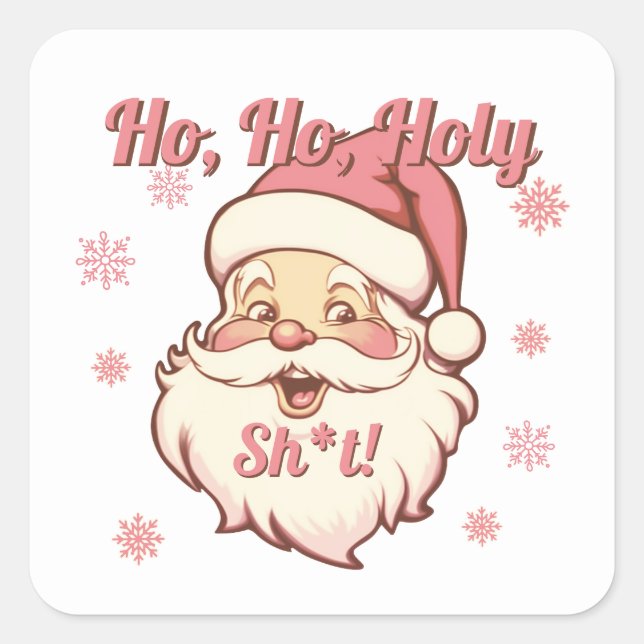 Sticker Carré Funny Ho Ho Retro Père Noël Christmas Party (Devant)