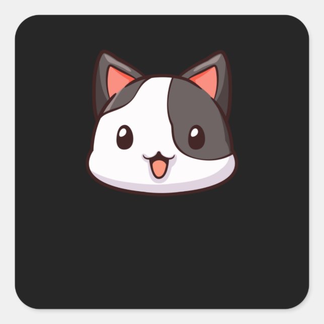 Sticker Carré Funny Kawaii Chat Cute Kitten Anime Manga (Devant)